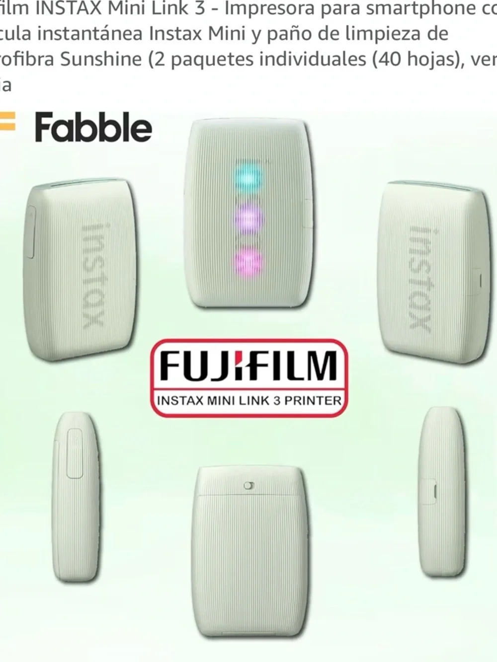 Fujifilm Mint Green Instant Mobile Photo Printer with Film Packs